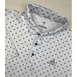 NEW ADIDAS 'Ultimate365' Mens Polo Shirt Medium White All-Over Print Stretch NWT